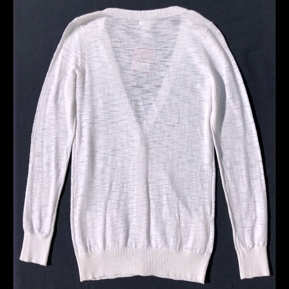 white cotton cardigan women S long sleeve button up pockets Mossimo Supply Co - Picture 3 of 8